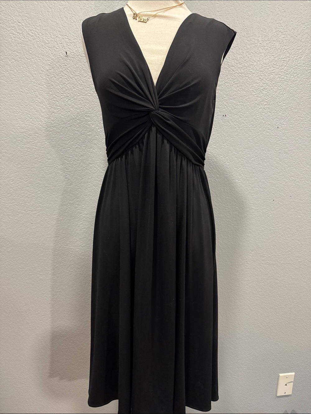 Classic Black Sleeveless Twist-Front Dress